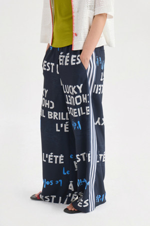 Side Coloring Print Banding Pants (dark navy)