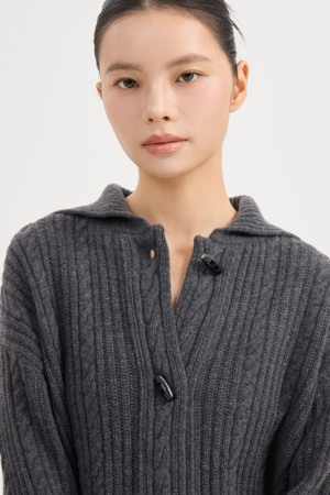 Entry Cable Knit Cardigan (melange grey)