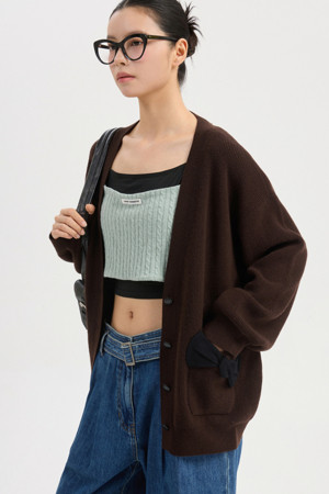 [Re-Order] Ambo Ribbon Knit Cardigan (brown)