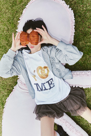 Chouetties by LUCKY CHOUETTE_Ribbon Point Hood Jumper (melange grey)
