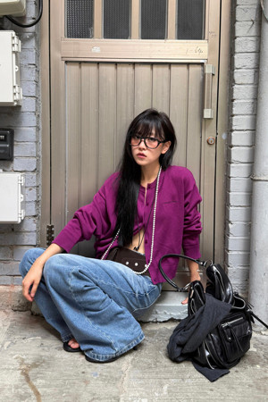 [Re-Order] Chouetties by LUCKY CHOUETTE_Unbalance Knit Cardigan (purple)