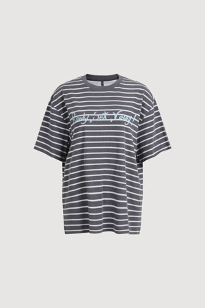 Chouetties by LUCKY CHOUETTE_Lettering Basic Fit Half Sleeve T-shirt (grey)