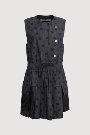 [Atelier] Dot Print Sleeveless Dress (dark navy)