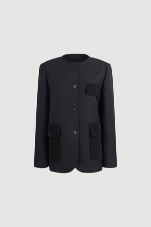 Round Neck Jacket (dark navy)