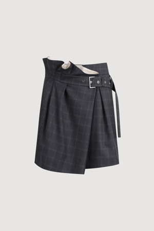 [Atelier] Obi Point Check Mini Skirt (grey)