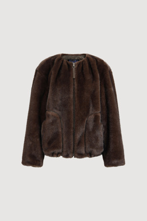 Fake Mink Fur Round Neck Jumper (brown)