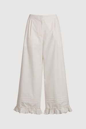 Hem Frill Point Back Banding Pants (light beige)