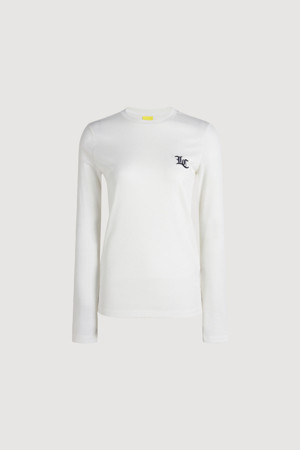 Embroidered Point Rib Long-sleeve T-shirt (ivory)