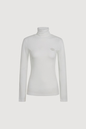 Embroidered Point Rib Turtleneck T-shirt (white)