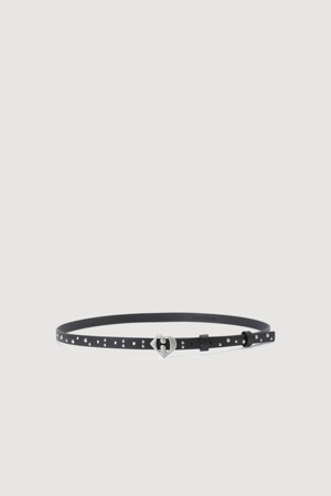 [Holiday Edition] Stud Decorated Slim Leather Belt (black)