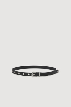 Buckle Decoration Cowhide Belt (black)