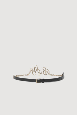 A-Lucky Lettering Metal Leather Belt (gold)