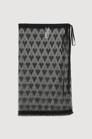 Lace Mesh Wrap Skirt(black)