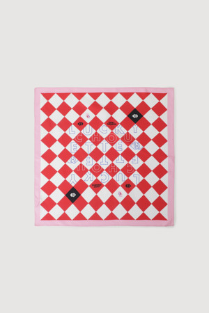 Square Checked Scarf (red)