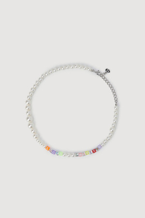 Lettering Point Pearl Necklace(multi color)