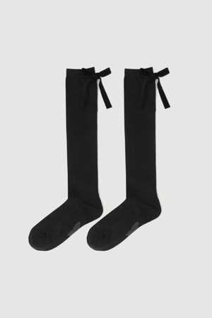 [Holiday Edition] Ribbon Decorated Metal Knee Socks (balck)