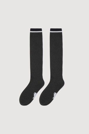 Lettering Point Knee Socks (dark grey)