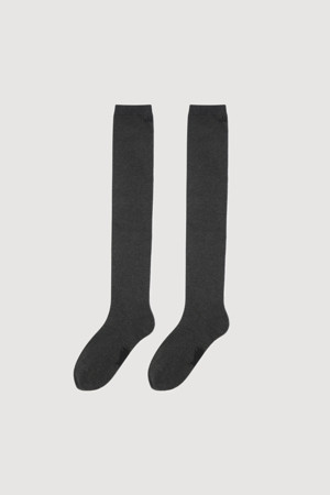 Lettering Point Over Knee Socks (dark grey)