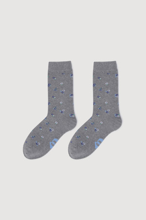 Flower Pattern Socks(melange grey)