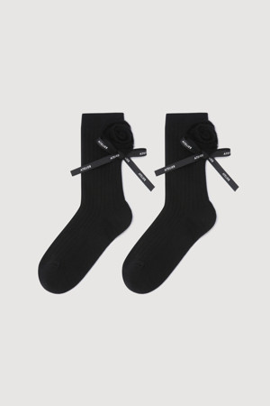 A-Flower Motive Socks(black)