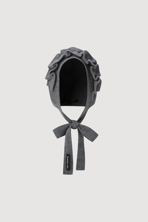 [Re-Order] Frill Point Knit Balaclava(melange grey)
