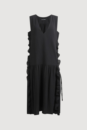 Deep V-neck Ruffle Long Dress