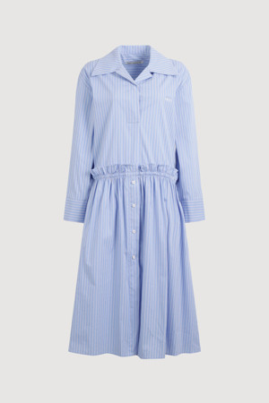 Striped Ruffle Waist Shirt Dress