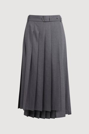 Belted Pleats Long Skirt