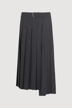 Belted Point Pleats Long Skirt