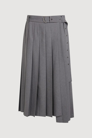 Belted Point Pleats Long Skirt