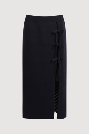 Slit Ribbon Point Knit Skirt