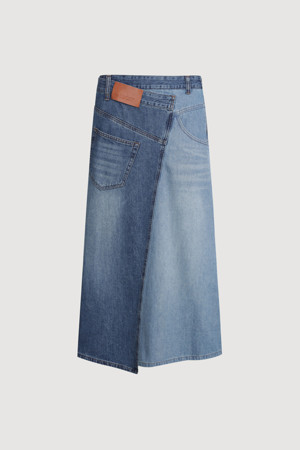 Unblance Denim Skirt (blue)