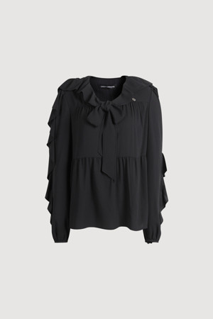 Frill Ribbon Neck Blouse