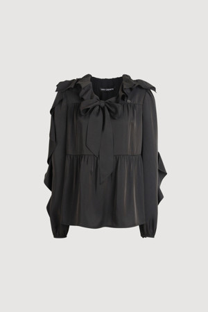 Frill Ribbon Neck Blouse