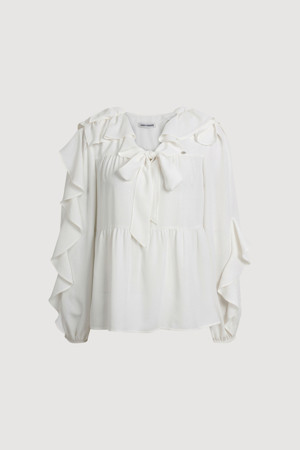 Frill Ribbon Neck Blouse
