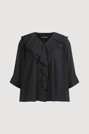 Pleated Neck Ruffle Blouse 