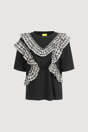 Check Frill Line T-shirt