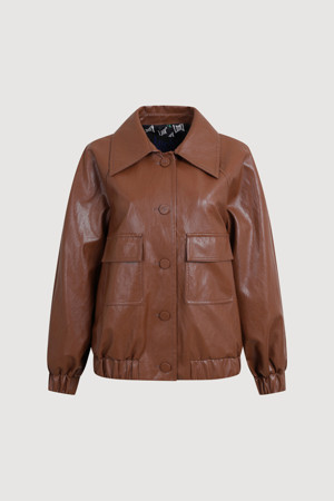 Leather Blouson Jumper (camel)