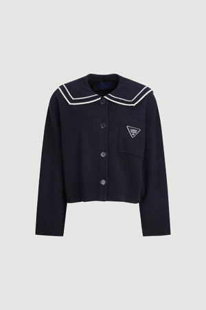 Colored Sailor Collar Cardigan (dark navy)