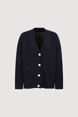 Reversible Dot Knit Cardigan (navy)