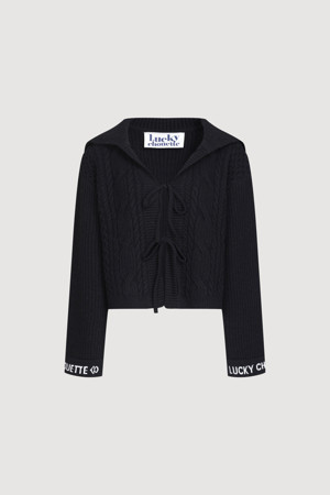 Front String Cable Knit Cardigan