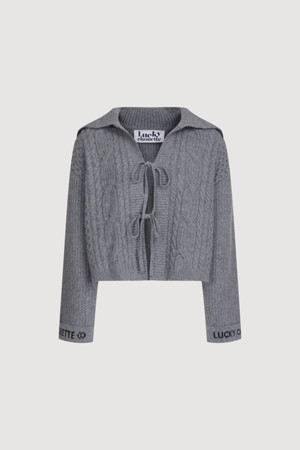 Front String Cable Knit Cardigan