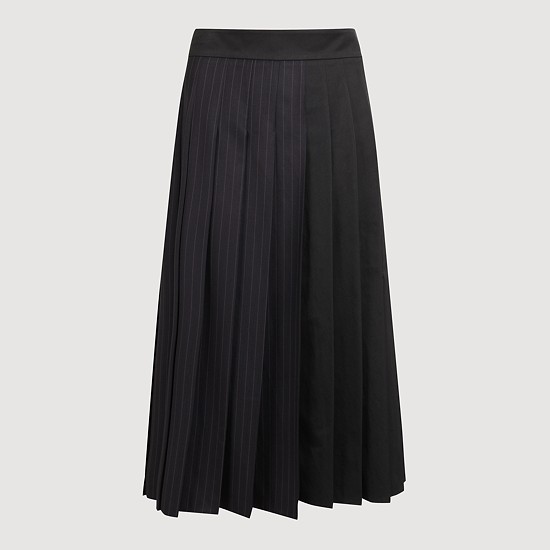 Stripe blend pleated Skirt (black)