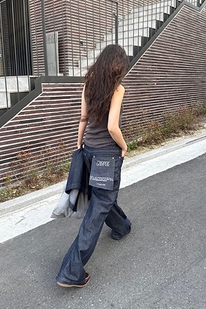 [CASPER X CHOUETTIES] Pocket Point Wide Denim Pants (dark blue)