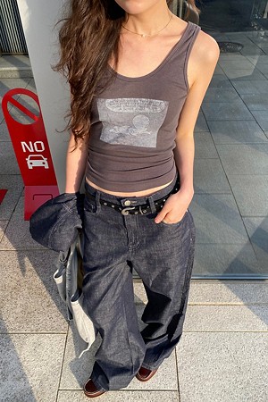 [CASPER X CHOUETTIES] Casper Graphic Sleeveless T-Shirt (dark grey)