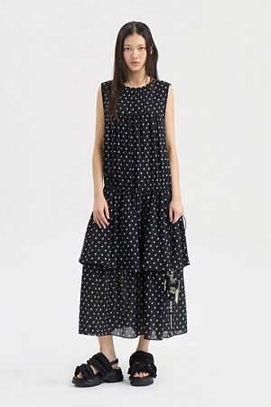 [FELIX X LUCKY CHOUETTE] Felix Print Sleeveless Dress (black)