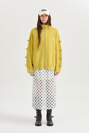 [Atelier] Dot Print H-Line Banding Skirt (ivory)