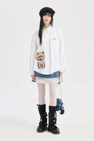 Mix Back Banding Denim Mini Skirt (blue)