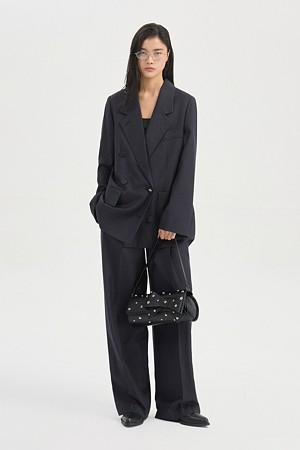 Tuck Point Check Wide Pants (navy)