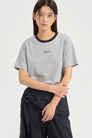Neck Color Blend Basic Fit Short Sleeve T-Shirt (melange grey)